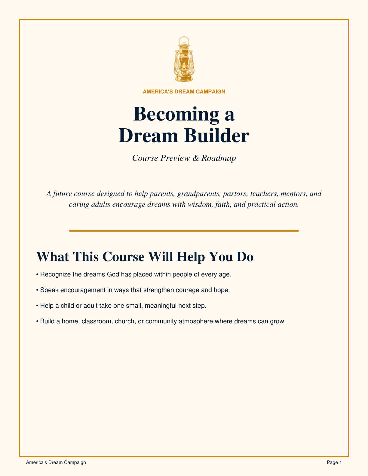 Becoming a Dream Builder course preview