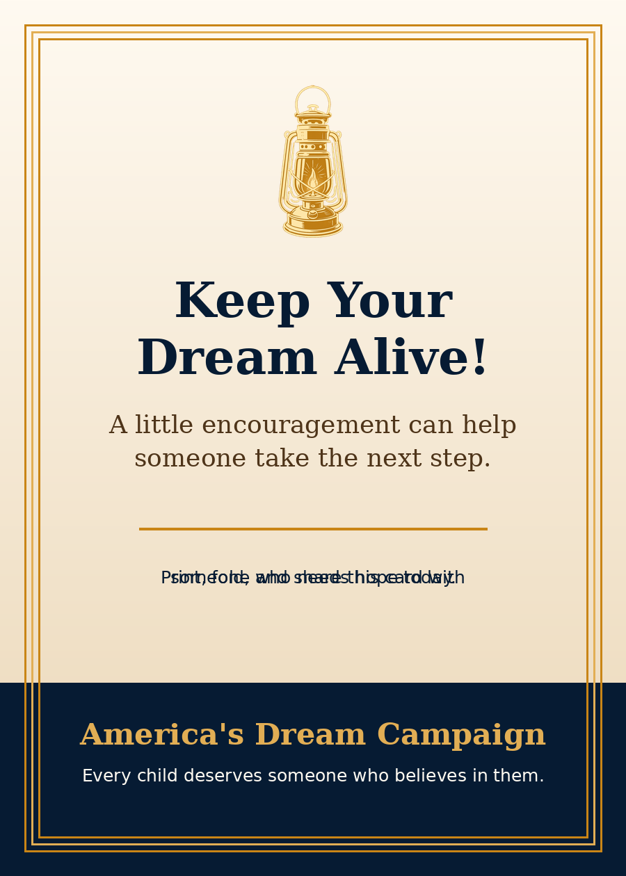 Keep Your Dream Alive printable greeting card preview